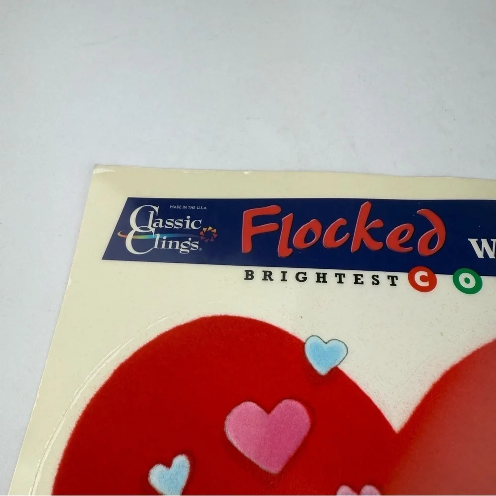 1998 Flocked Window Clings Valentines Bears Classic Clings NEW